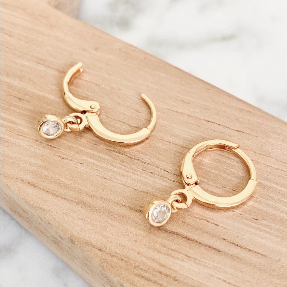 18k Gold Huggie Hoops CZ